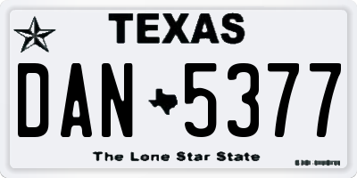 TX license plate DAN5377