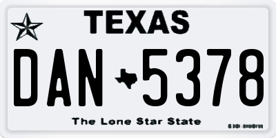 TX license plate DAN5378