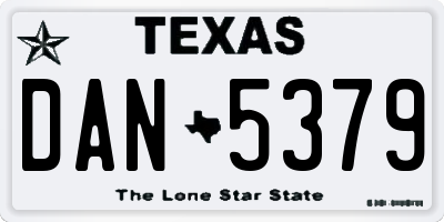 TX license plate DAN5379
