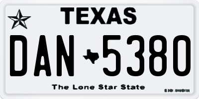 TX license plate DAN5380