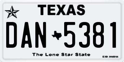 TX license plate DAN5381