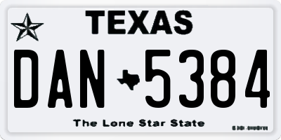 TX license plate DAN5384