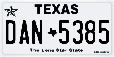 TX license plate DAN5385