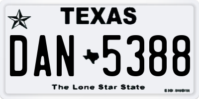 TX license plate DAN5388