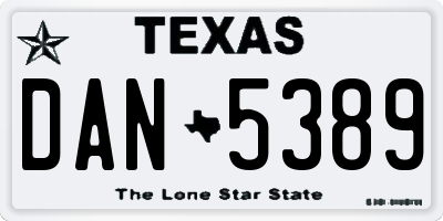 TX license plate DAN5389
