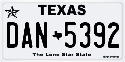 TX license plate DAN5392