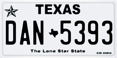 TX license plate DAN5393