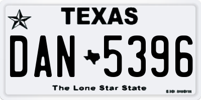TX license plate DAN5396