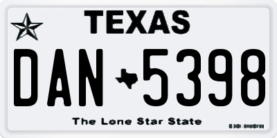TX license plate DAN5398