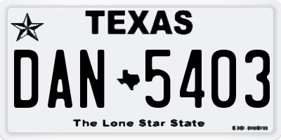 TX license plate DAN5403