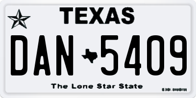 TX license plate DAN5409