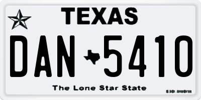 TX license plate DAN5410