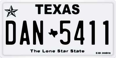 TX license plate DAN5411
