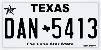 TX license plate DAN5413
