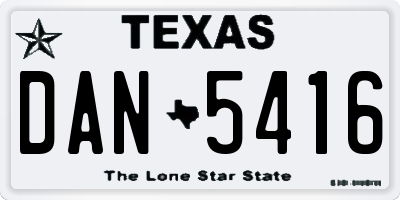 TX license plate DAN5416