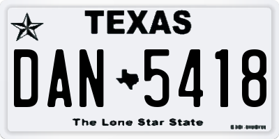 TX license plate DAN5418