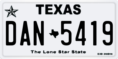 TX license plate DAN5419