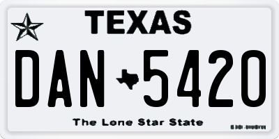 TX license plate DAN5420