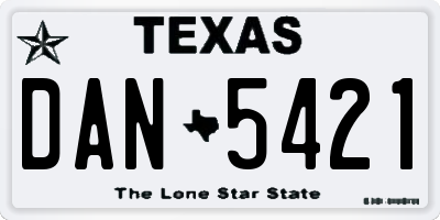 TX license plate DAN5421