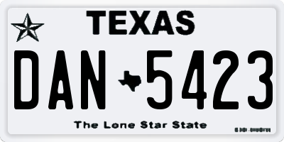TX license plate DAN5423