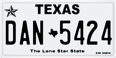 TX license plate DAN5424
