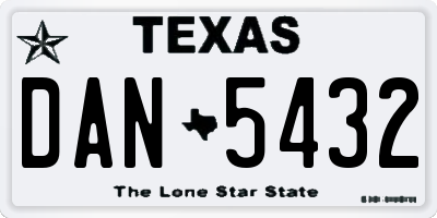TX license plate DAN5432