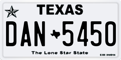 TX license plate DAN5450