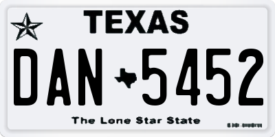 TX license plate DAN5452
