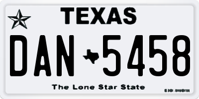 TX license plate DAN5458