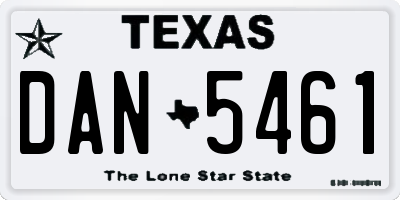 TX license plate DAN5461
