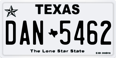 TX license plate DAN5462