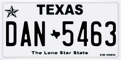 TX license plate DAN5463