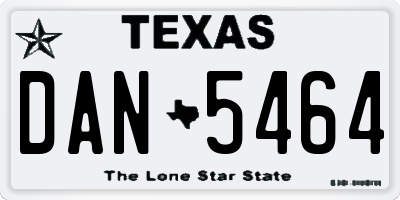 TX license plate DAN5464