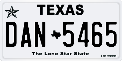 TX license plate DAN5465
