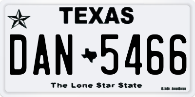 TX license plate DAN5466