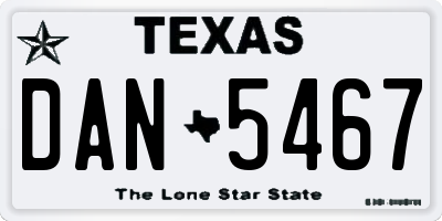 TX license plate DAN5467