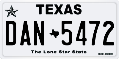 TX license plate DAN5472