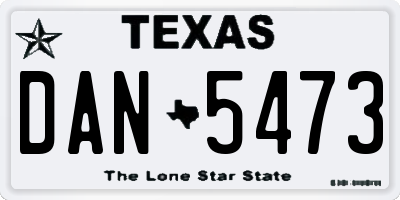 TX license plate DAN5473