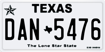 TX license plate DAN5476