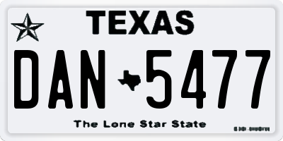 TX license plate DAN5477