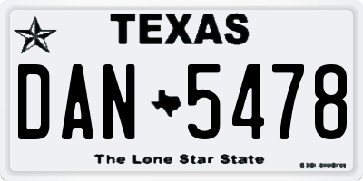 TX license plate DAN5478