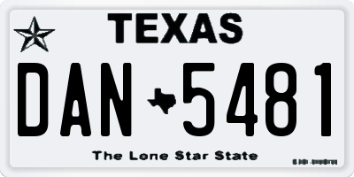 TX license plate DAN5481