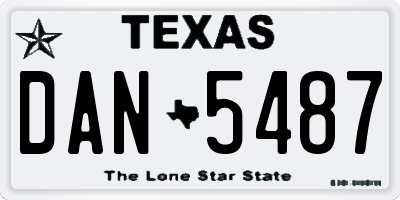 TX license plate DAN5487