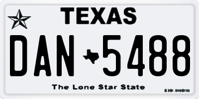 TX license plate DAN5488