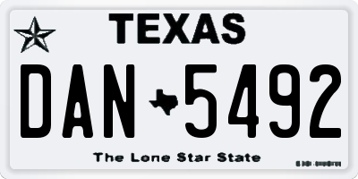 TX license plate DAN5492