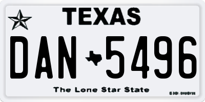 TX license plate DAN5496