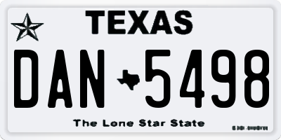 TX license plate DAN5498