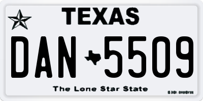 TX license plate DAN5509