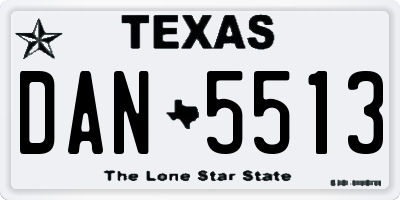 TX license plate DAN5513