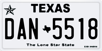 TX license plate DAN5518